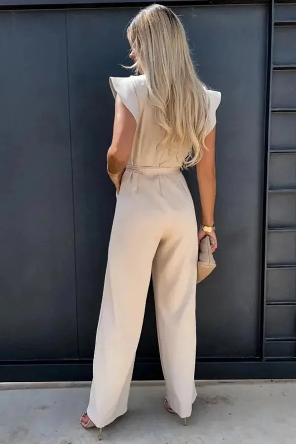 Monika – Elegant Ruffle Sleeve Belted Jumpsuit - Image 2