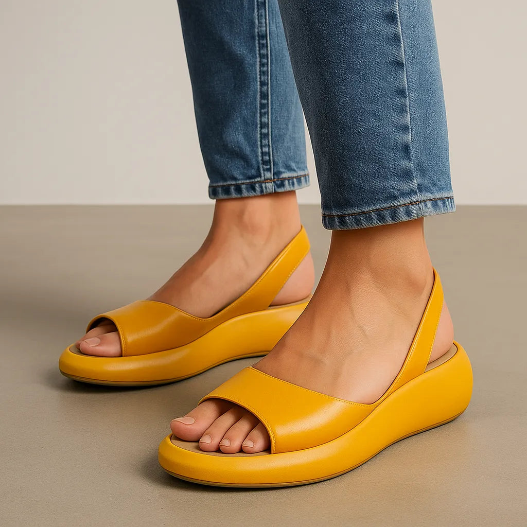 Block Heel Sandals Women's Soft Leather-Look Upper with Open Toe - Image 3