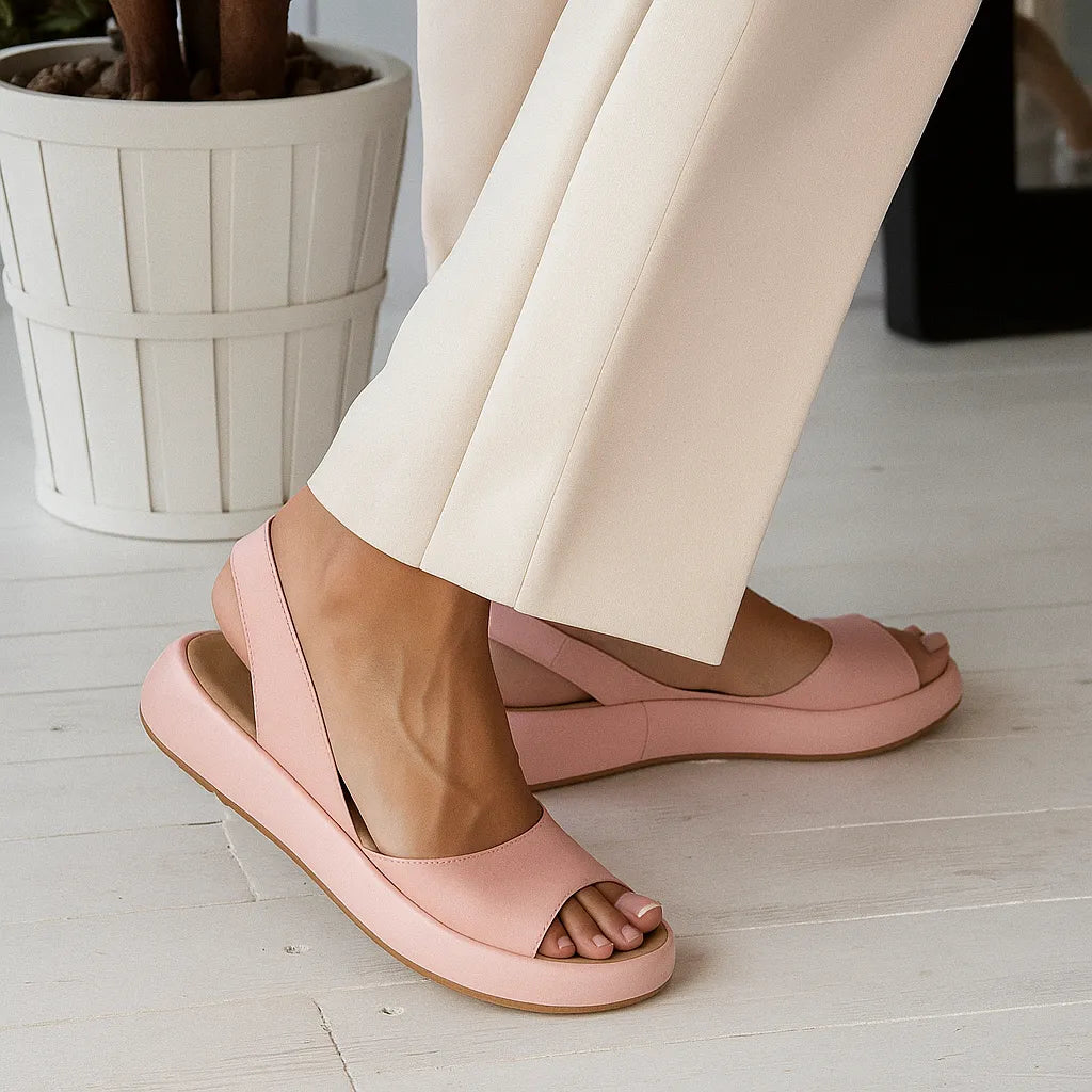 Block Heel Sandals Women's Soft Leather-Look Upper with Open Toe - Image 4