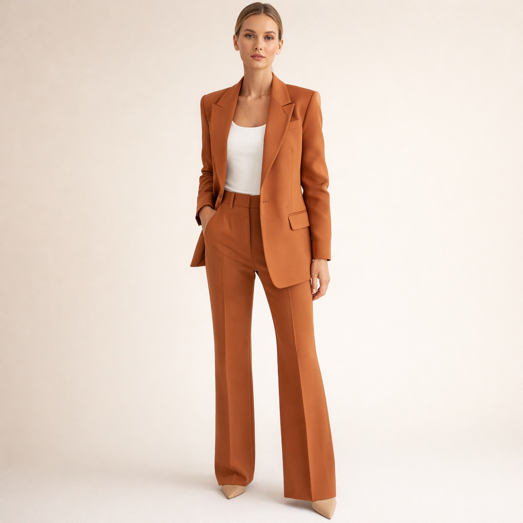 Two-piece set consisting of a fitted women's blazer and wide-leg pants - J&B; - 16 - Elvaroza.com