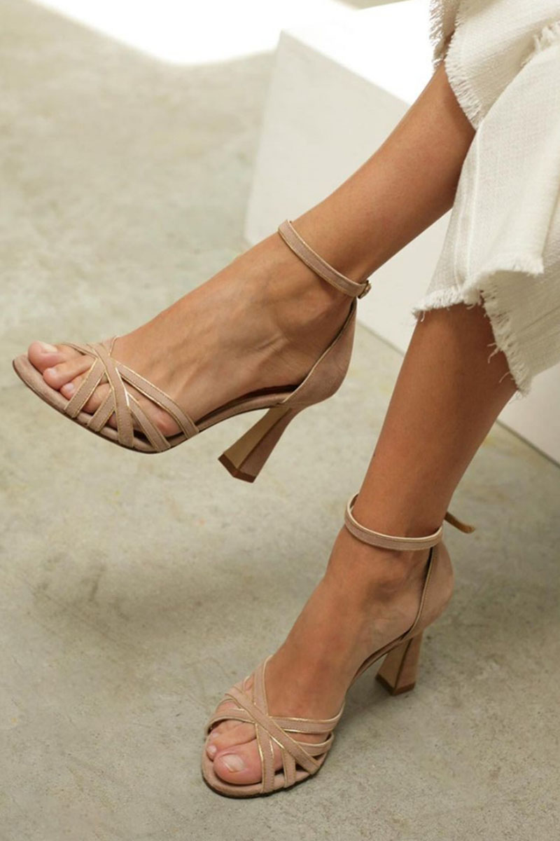 Lena – Women Patchwork Peep Toe Sandals - Image 1