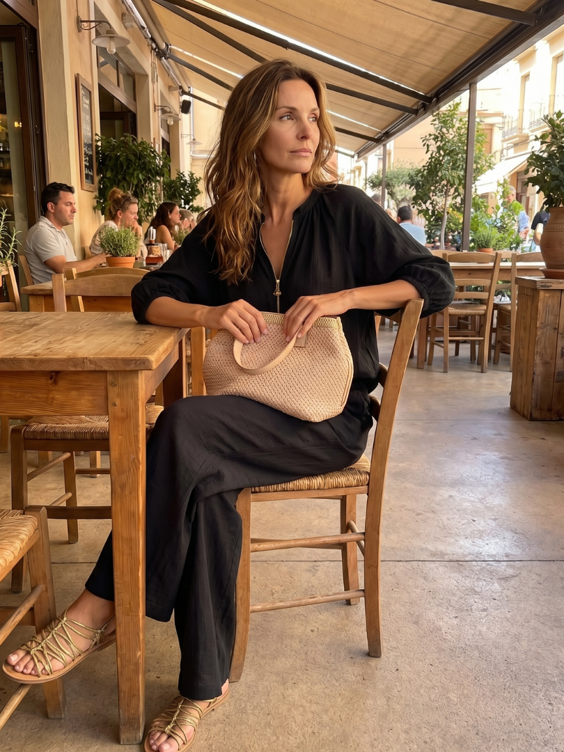 Two-piece set for women in a relaxed fit with puff sleeves and pants - J&B; - 23 - Elvaroza.com