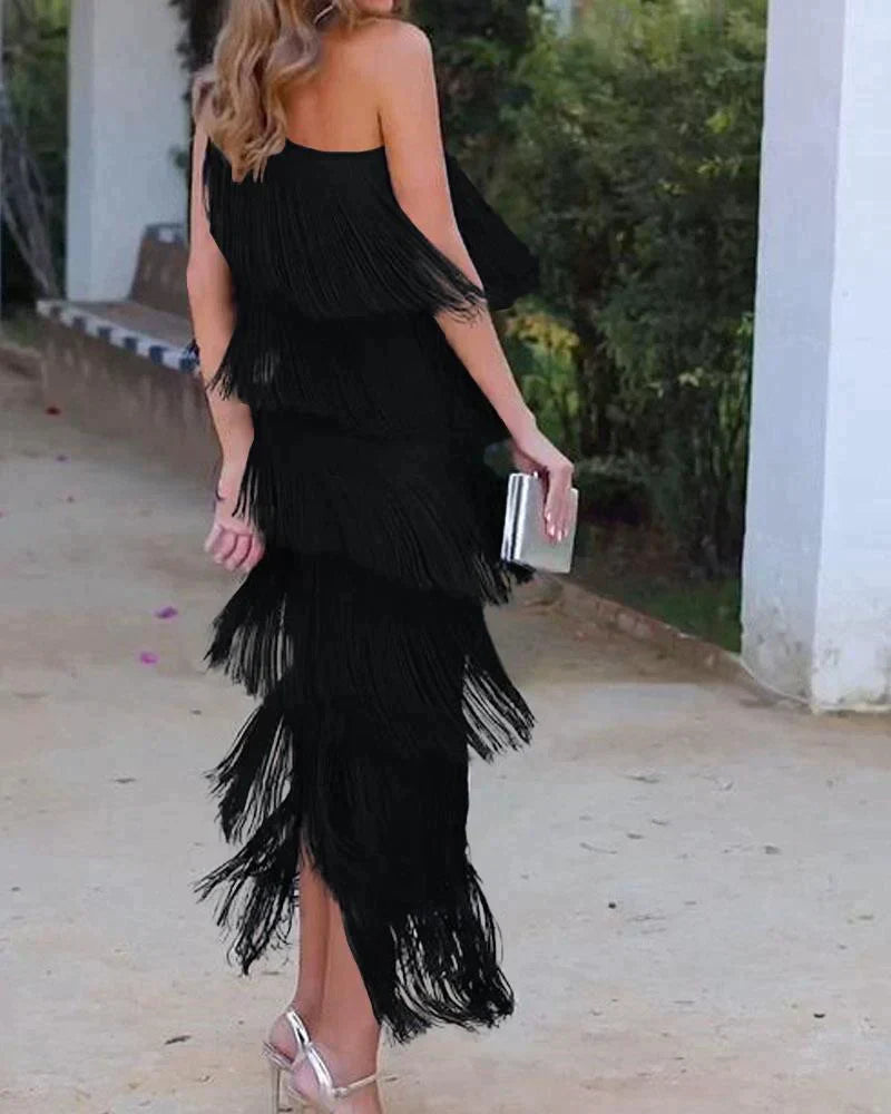 Elvira – Fringe Detail Evening Dress - Image 8