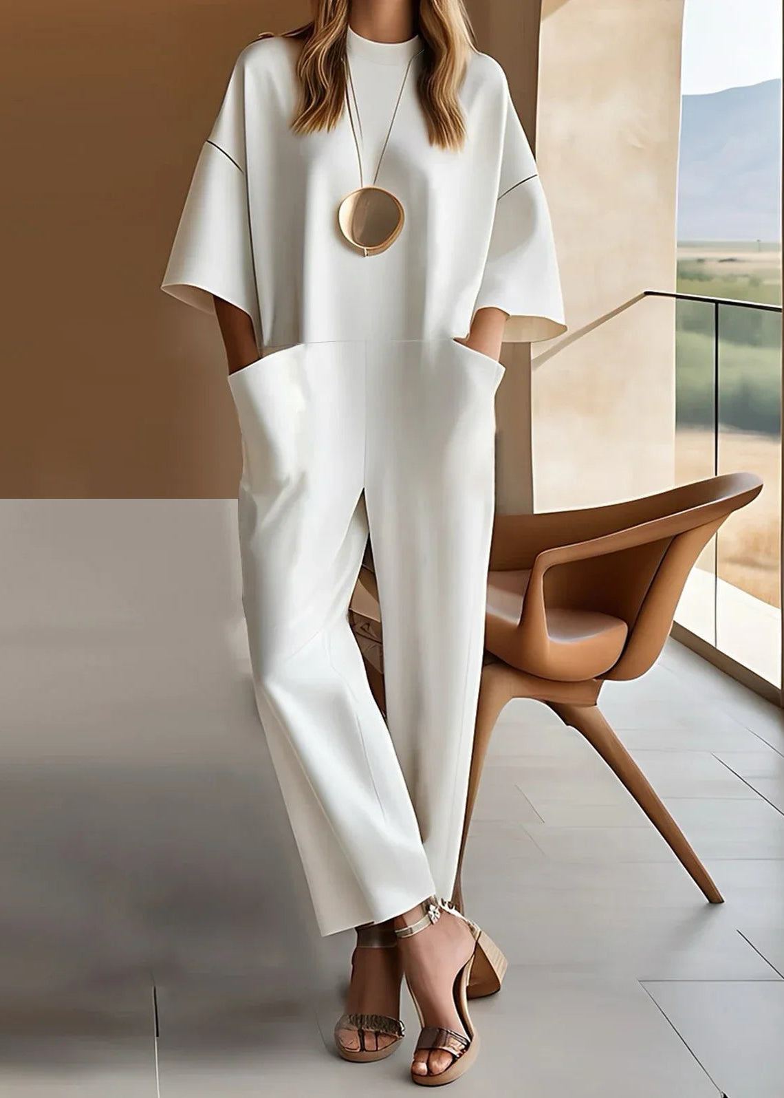 Thea – Women  Short Sleeve Wide Leg Jumpsuit - Image 1