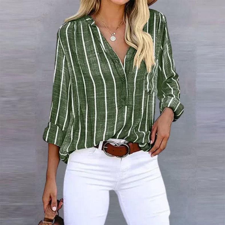 Ivy – Women Striped Button-Up Blouse - Image 3