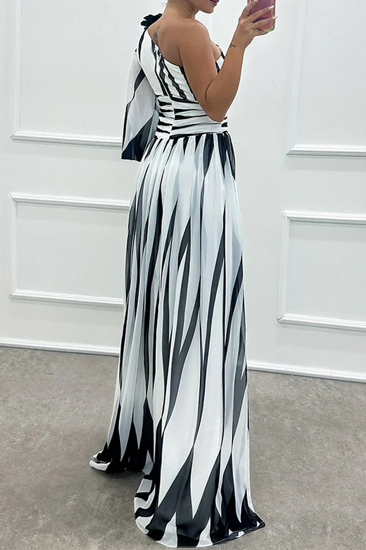 Julia – Women Striped One Shoulder Dress - Image 6