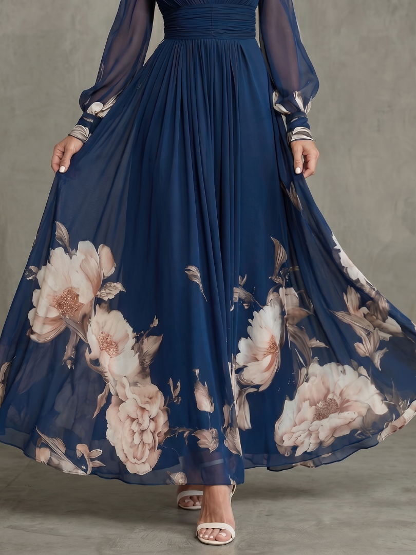 Women's evening gown with a flowing silhouette and V-neck - J&B; - 3 - Elvaroza.com