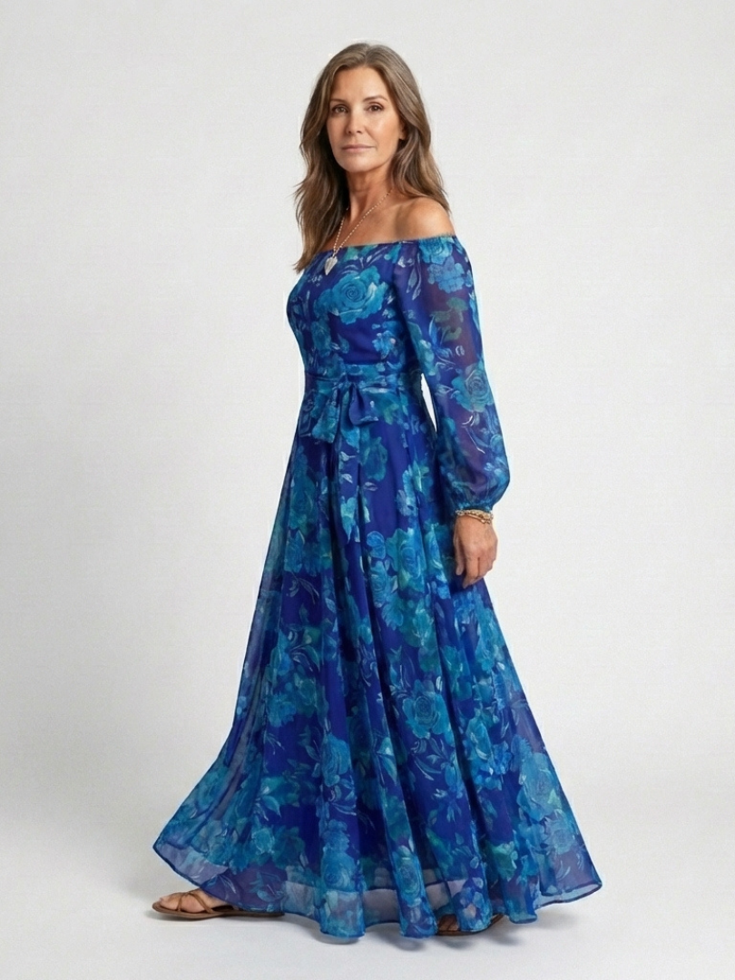 Alina – Elegantes schulterfreies Maxikleid für Damen - Image 2