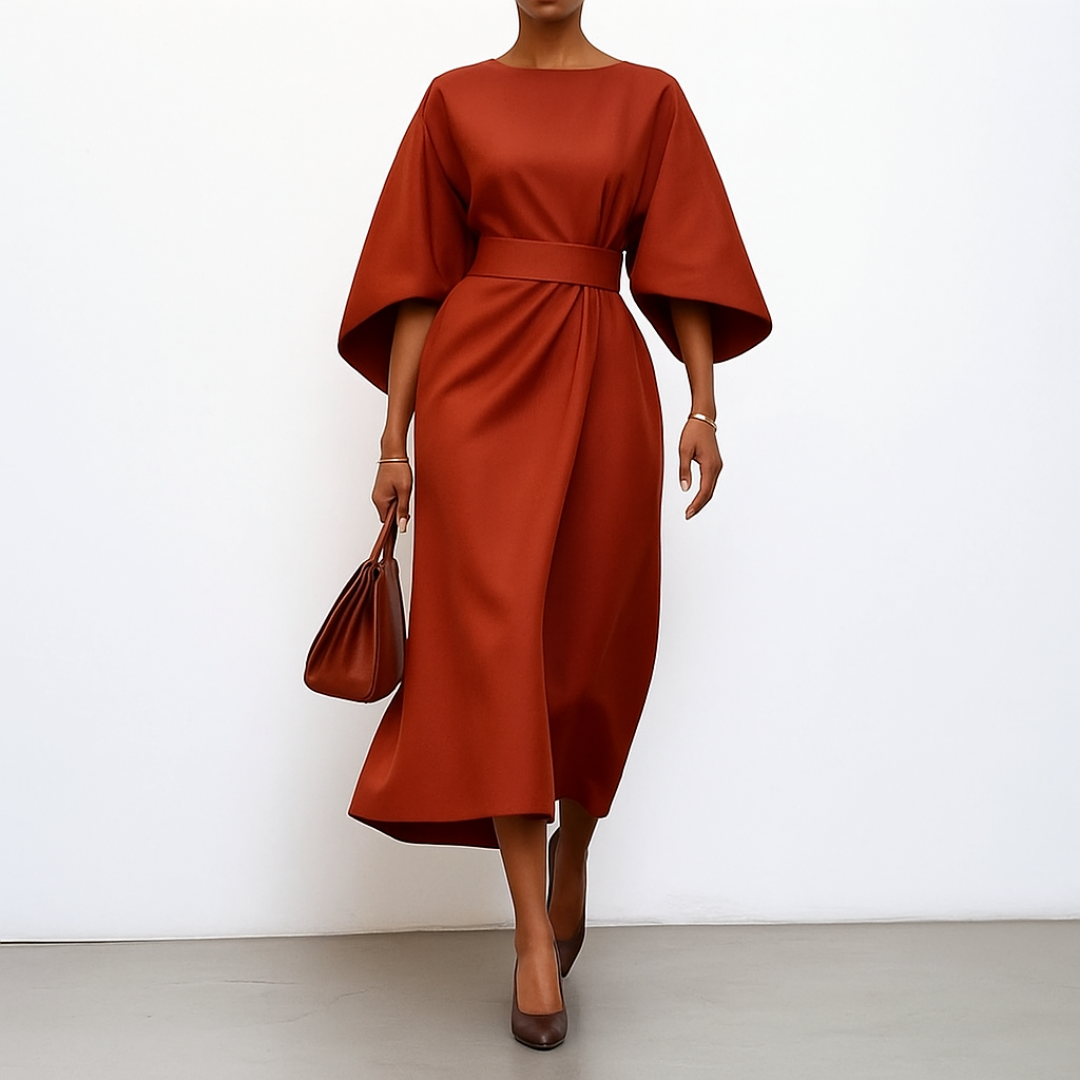 Paula – Elegantes Satinkleid mit Fledermausärmeln für Damen - Image 1