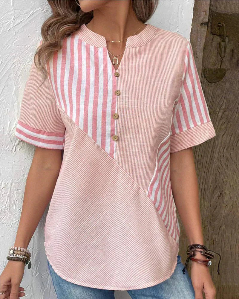 Verena – Women Striped Button-Up Blouse - Image 8