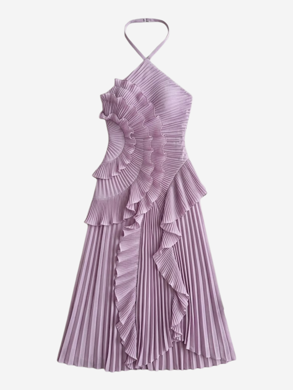 Nicole – Pleated Ruffle Halterneck  Dress - Image 5