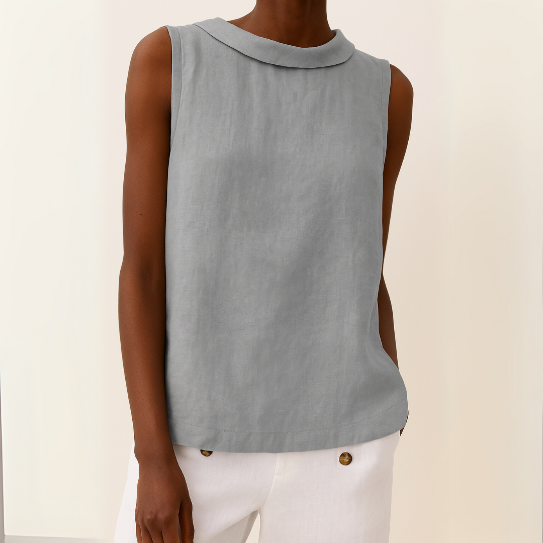 Greta – Sleeveless Roll Collar  Blouse - Image 1