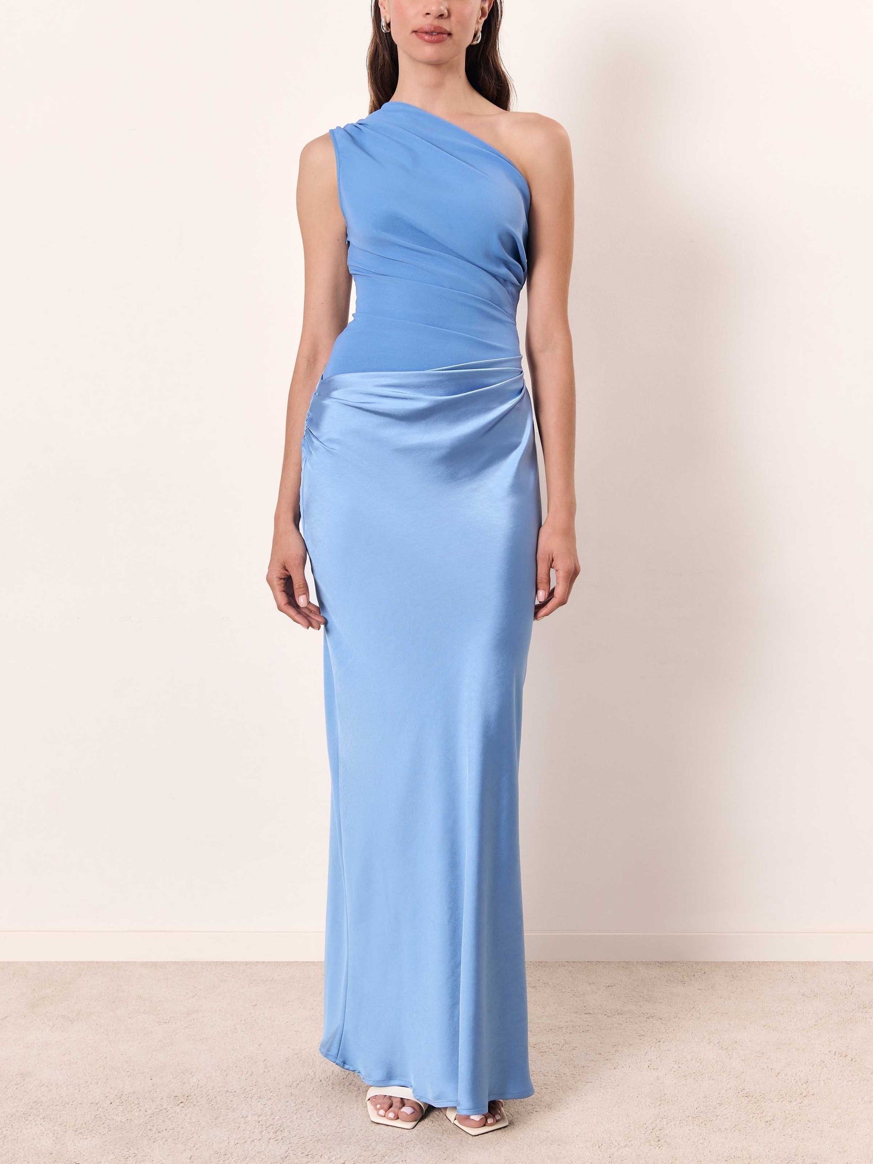 Luisa – Women One Shoulder Neck Pleated Dress - Image 9