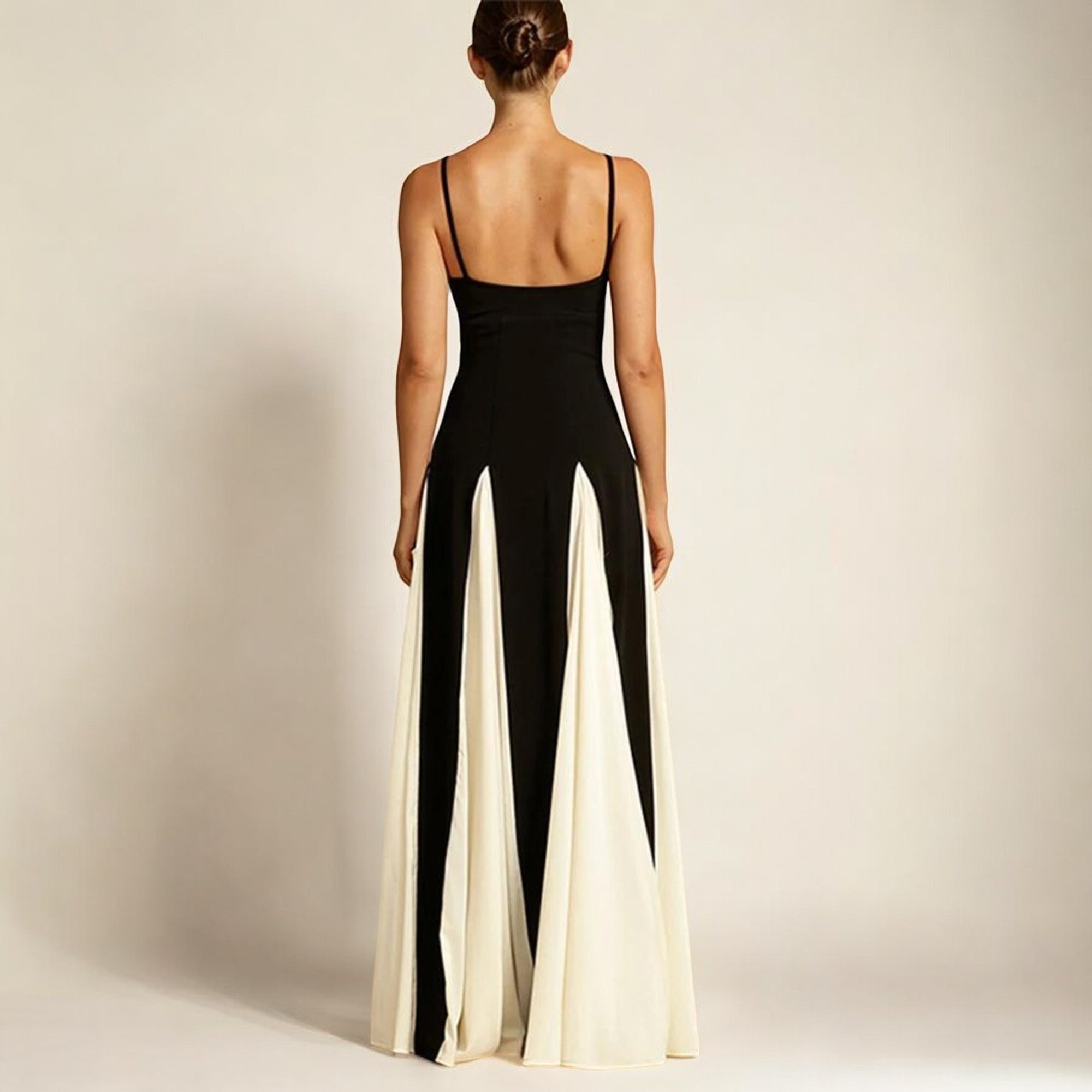 Victoria – Elegant Contrast Sling Dress - Image 3