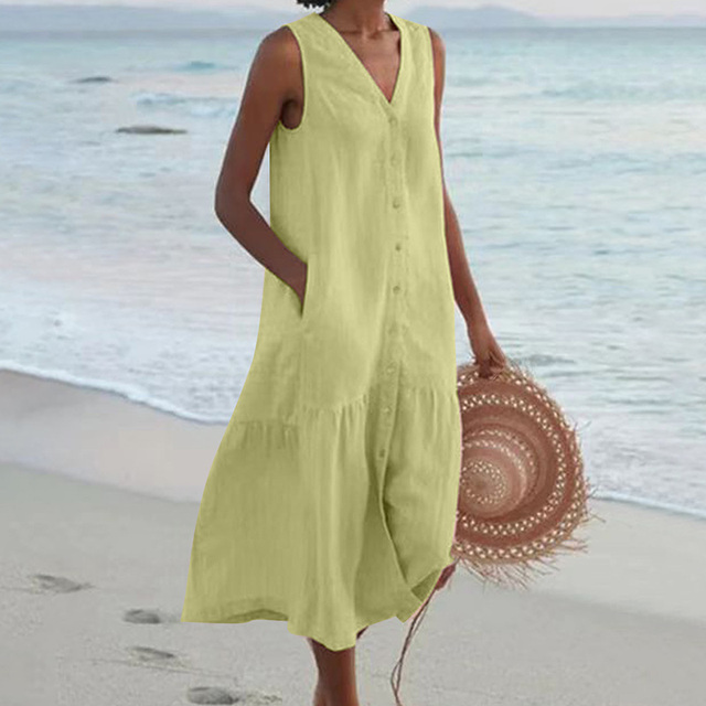 Sarah – Women Sleeveless Buttoned Dress - Image 6