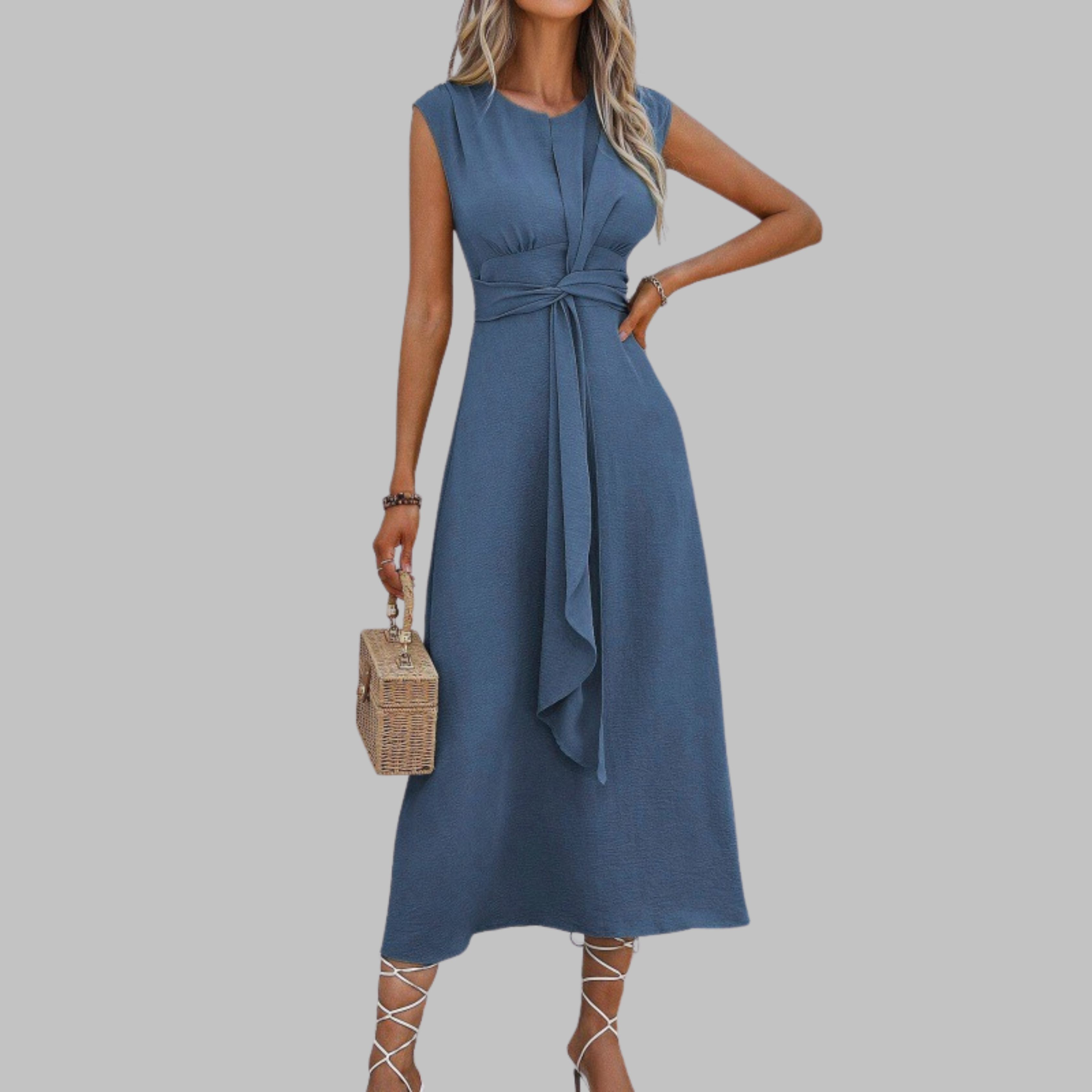 Lena – Women Sleeveless Round Neck Dress - Image 3