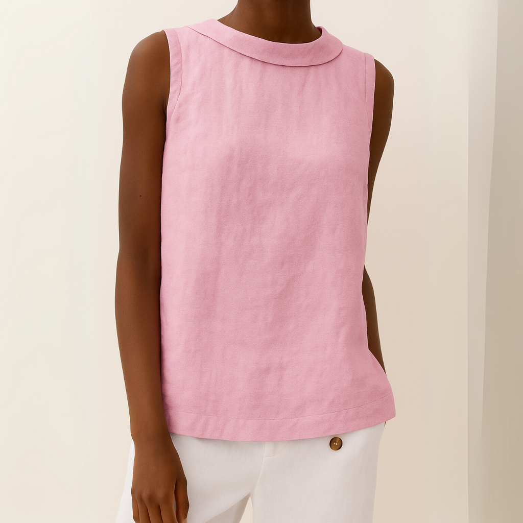 Greta – Sleeveless Roll Collar  Blouse - Image 7