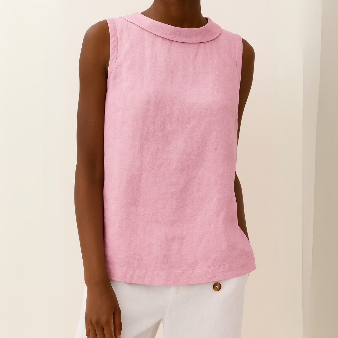Greta – Sleeveless Roll Collar  Blouse - Image 7