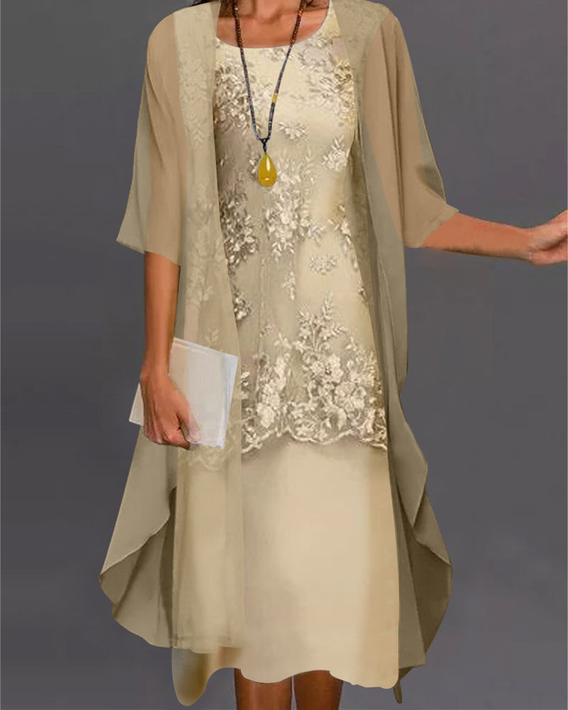 Irina – Elegant Two-Piece Floral Dress - Image 1