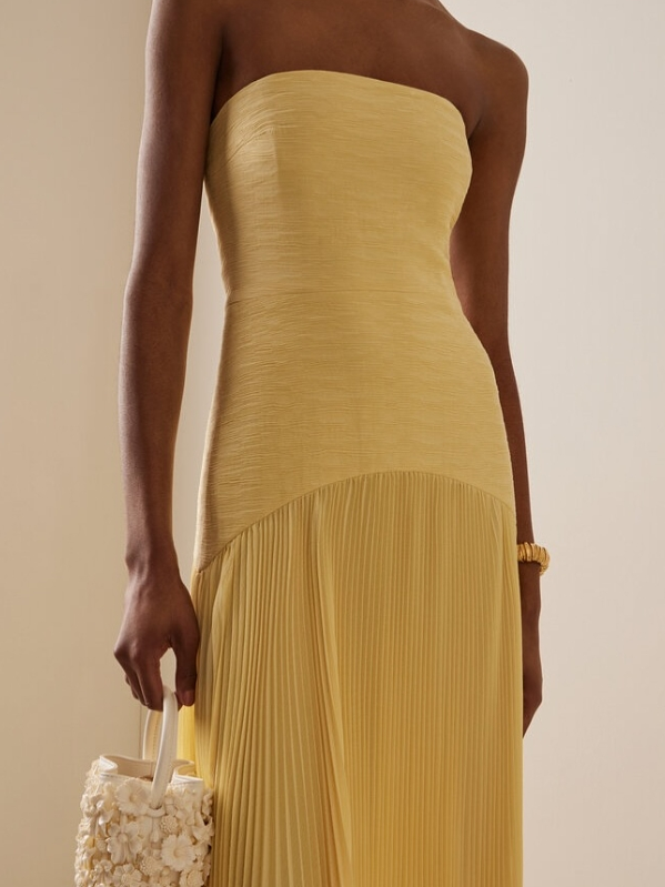 Harper – Women Strapless Pleated Maxi Dress - Image 4