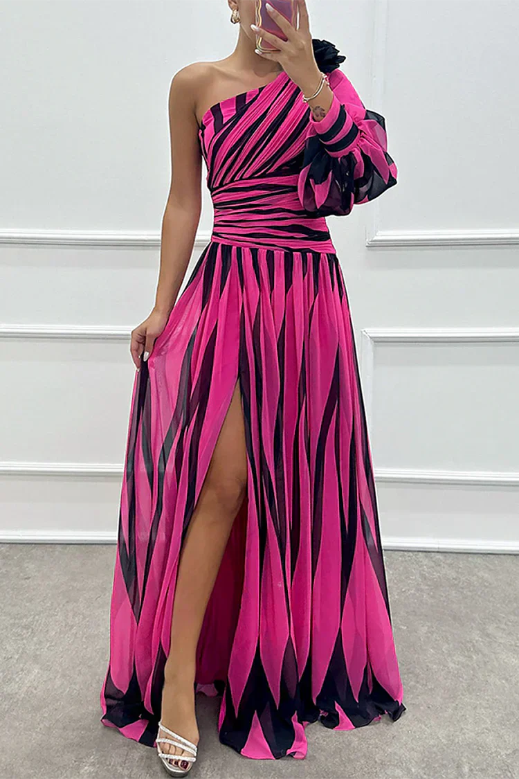 Julia – Women Striped One Shoulder Dress - Image 3