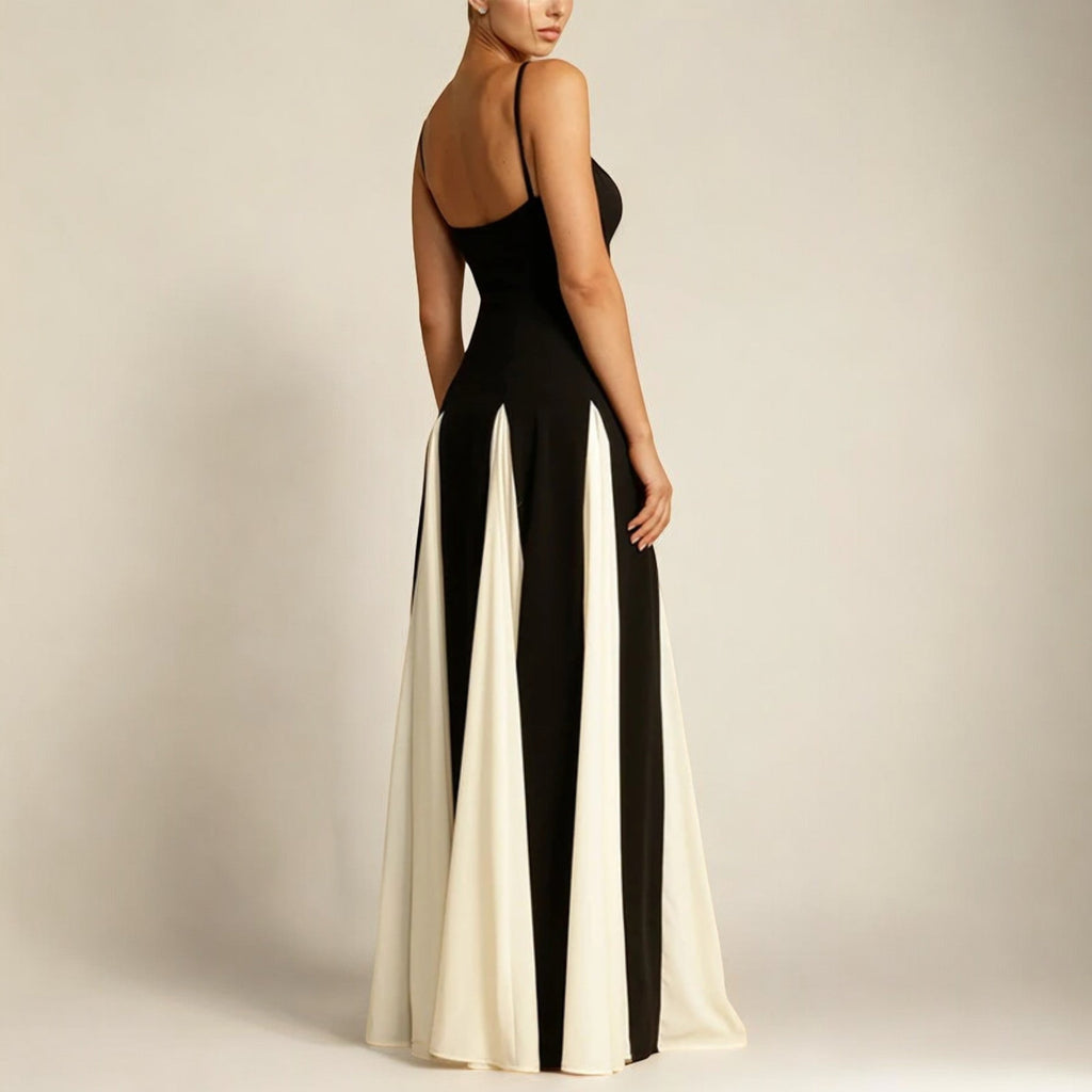 Victoria – Elegant Contrast Sling Dress - Image 4