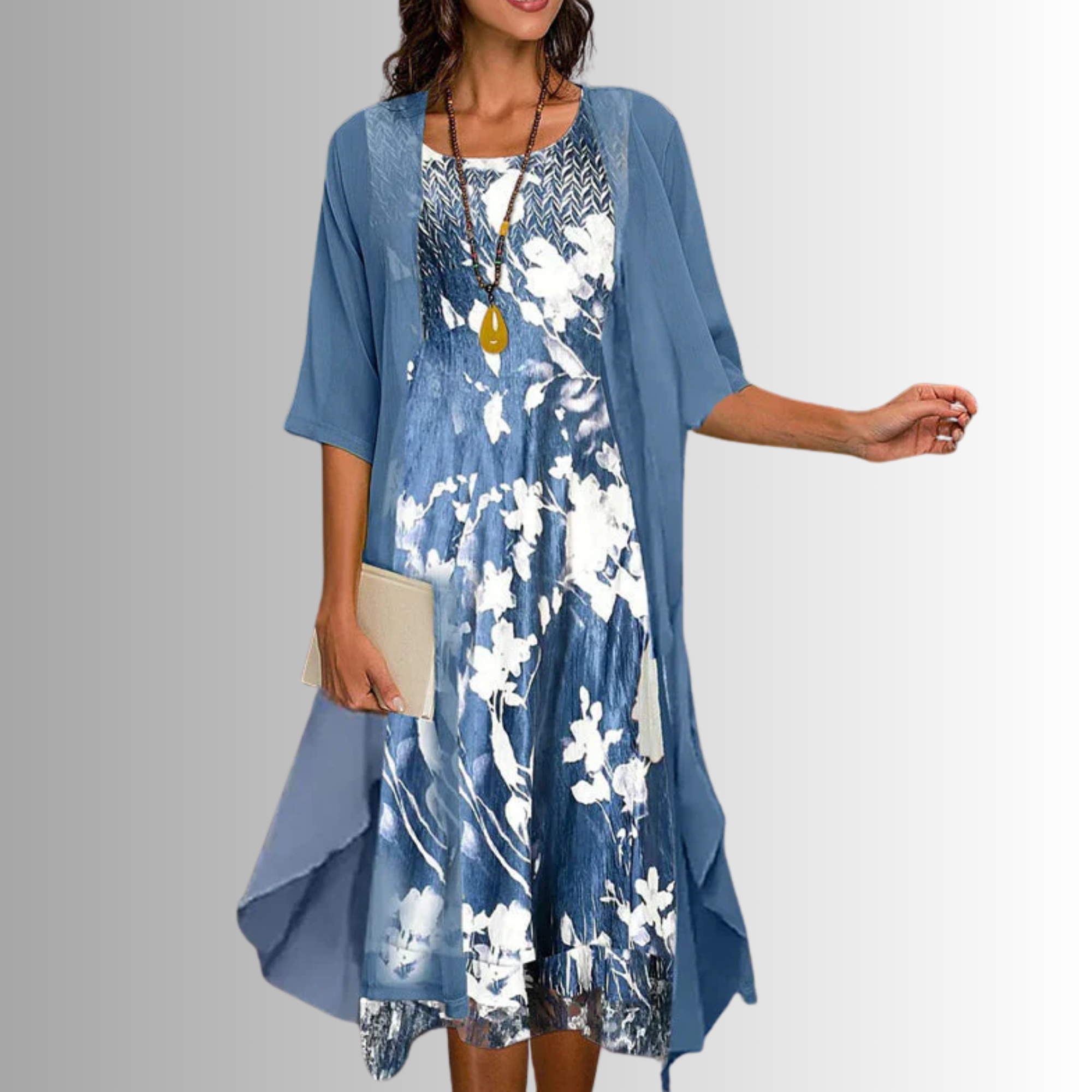 Anja – Elegant Layered Open Front Dress - Image 2