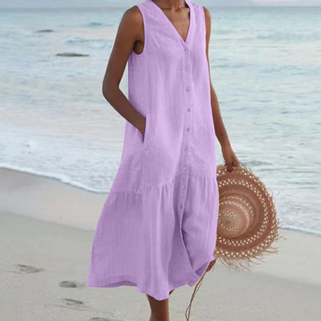 Sarah – Women Sleeveless Buttoned Dress - Image 7