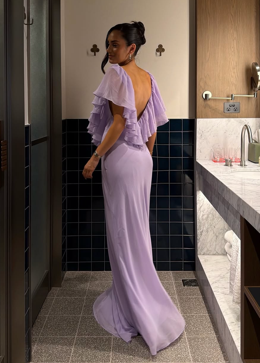 Monika – Elegant V-neck Layered Ruffle Dress - Image 4