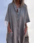 Alina – Women Button-Up cotton and linen Dress - Image 1
