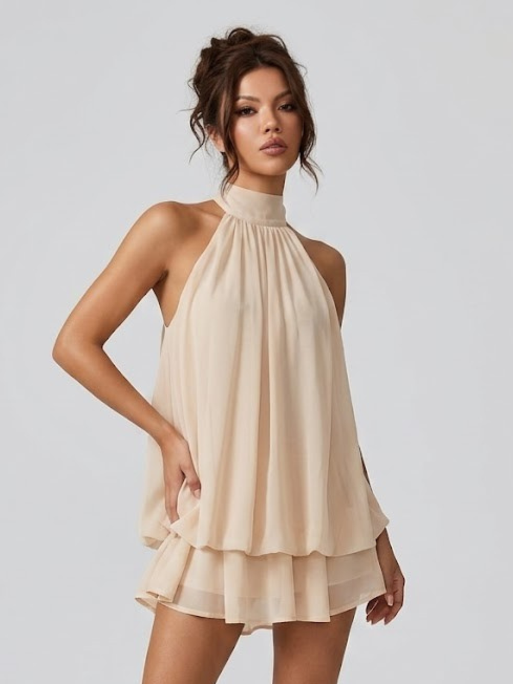 Verena – Flowy Halter with High Neck Dress - Image 3