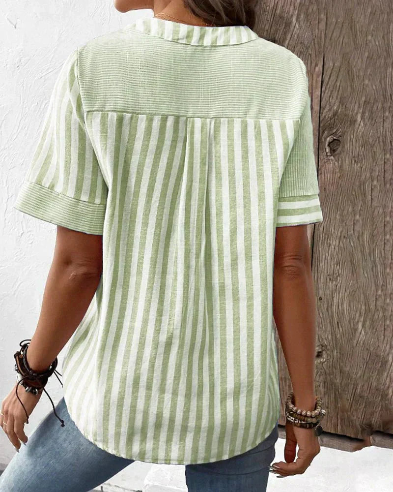 Verena – Women Striped Button-Up Blouse - Image 5