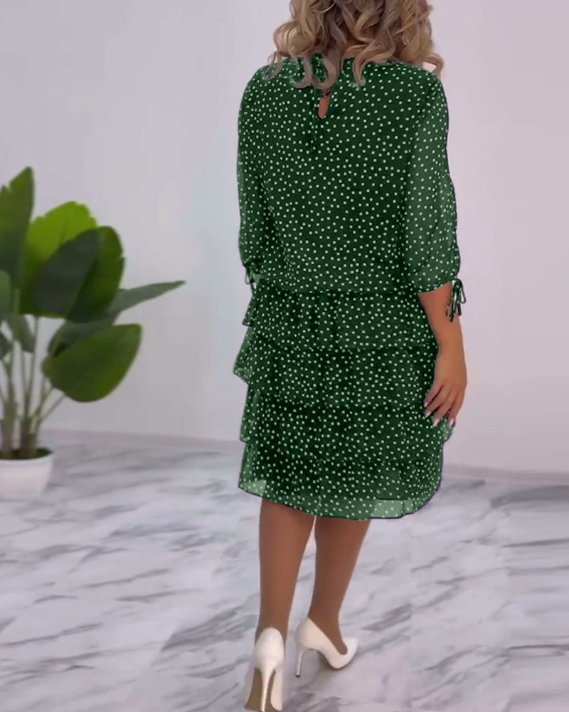 Midi Dress Women with Ruffled Layers and 3/4 Sleeves - Image 13