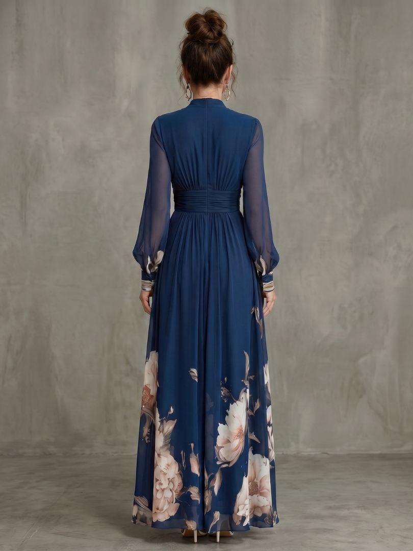 Women's evening gown with a flowing silhouette and V-neck - J&B; - 4 - Elvaroza.com