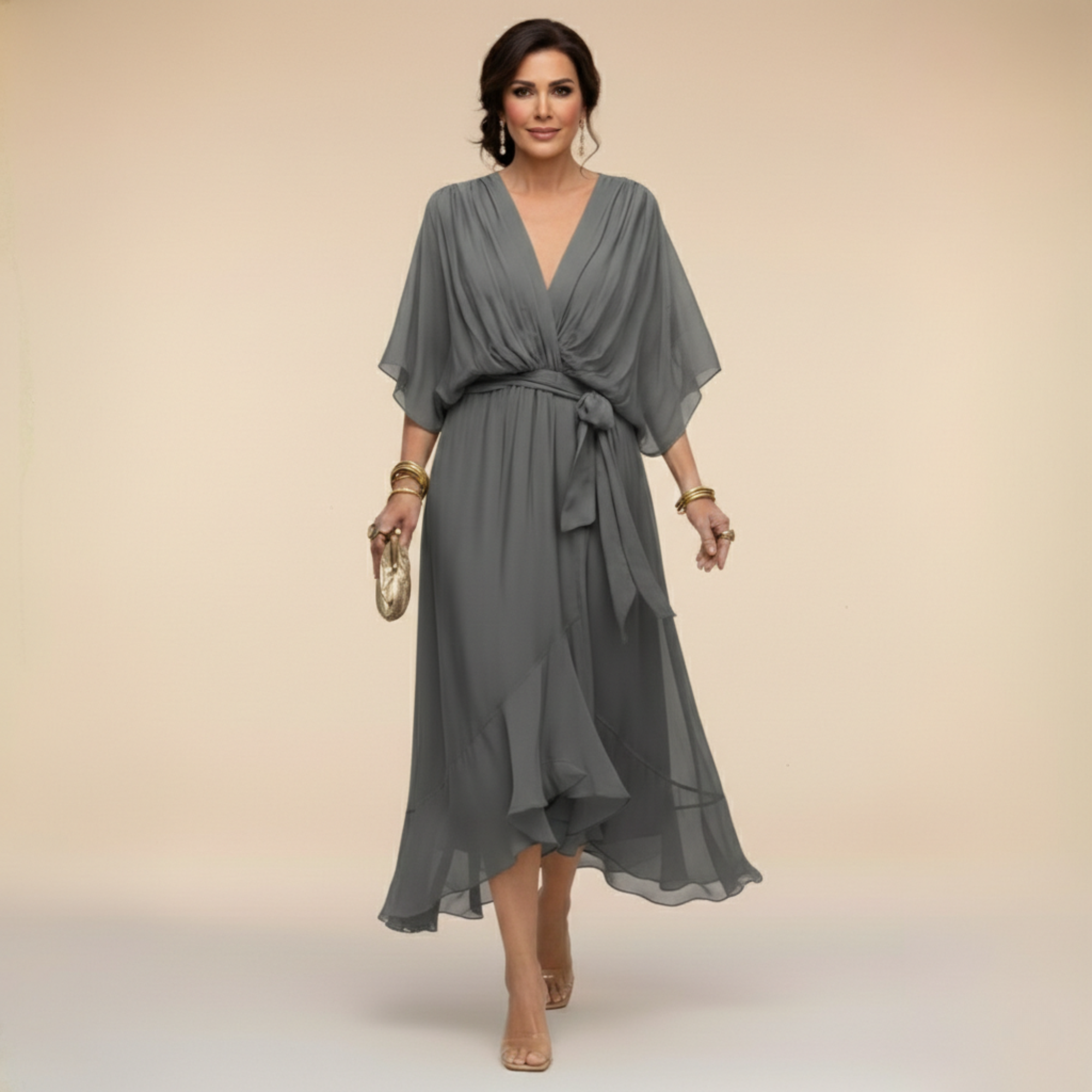 Erika – Elegant Flowing V-Neck Dress - Image 11