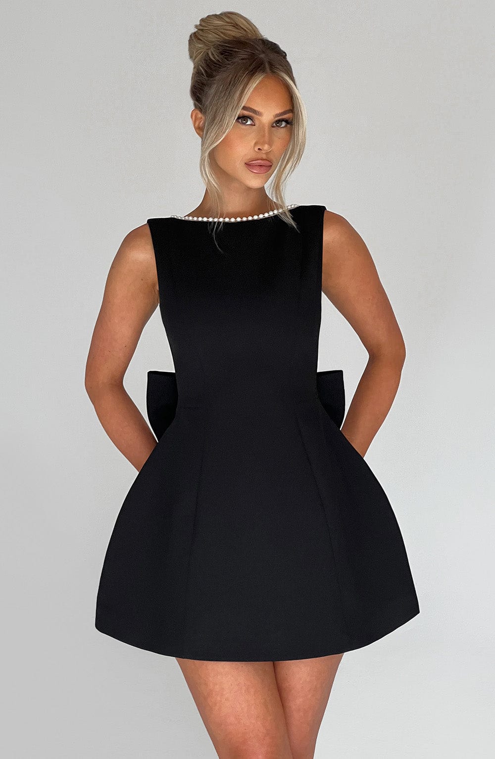 Riley – Women Elegant Bow Detail Mini Dress - Image 4