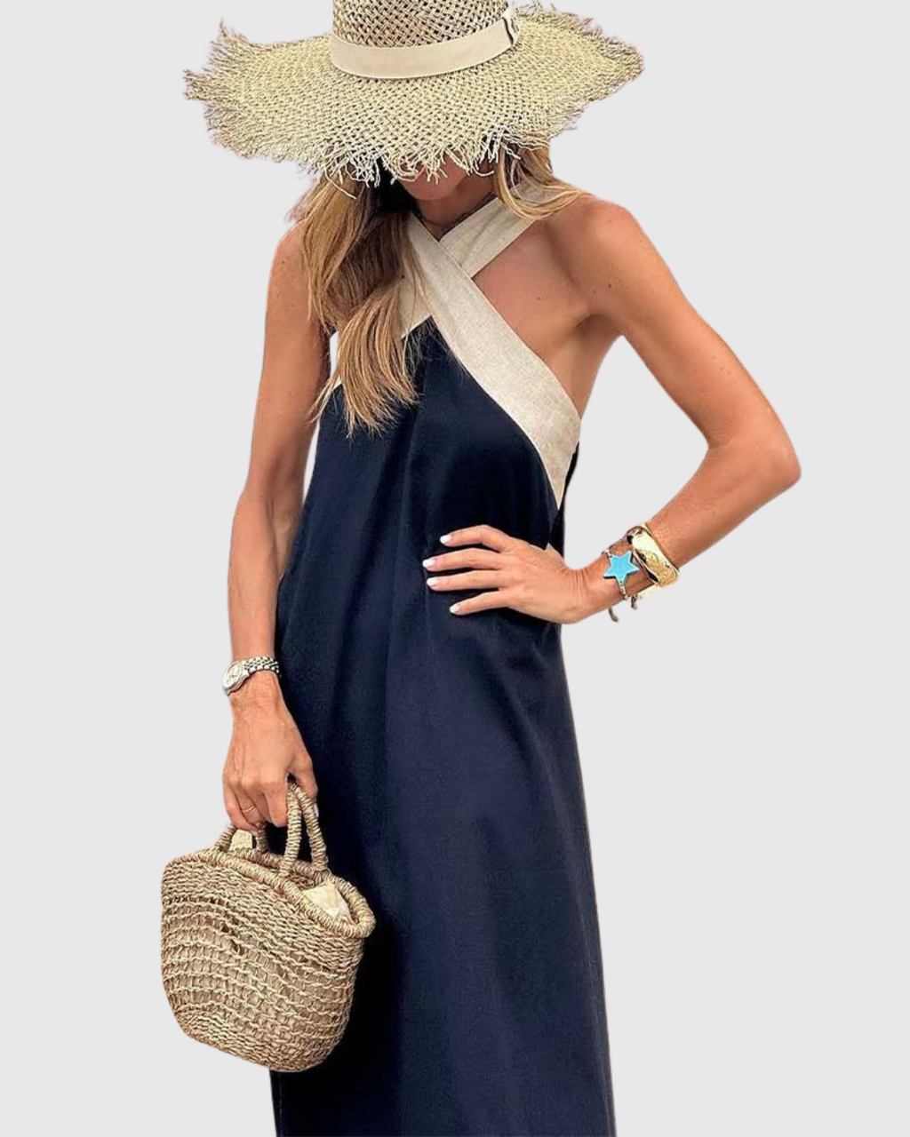 Annemarie – Elegant Cross Neck Dress - Image 7