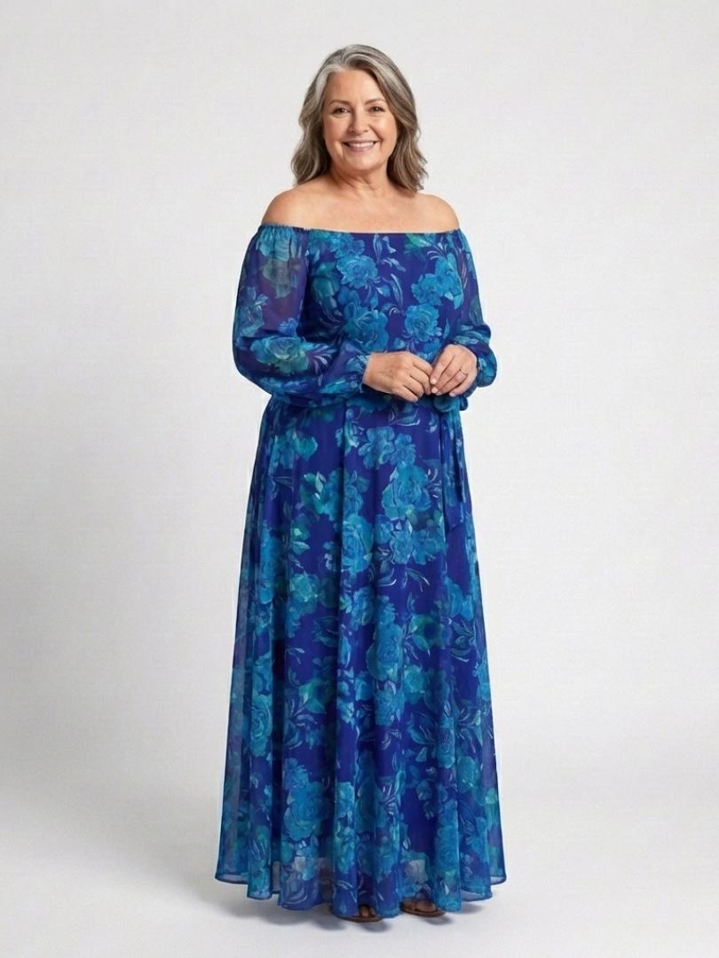Alina – Elegantes schulterfreies Maxikleid für Damen - Image 4