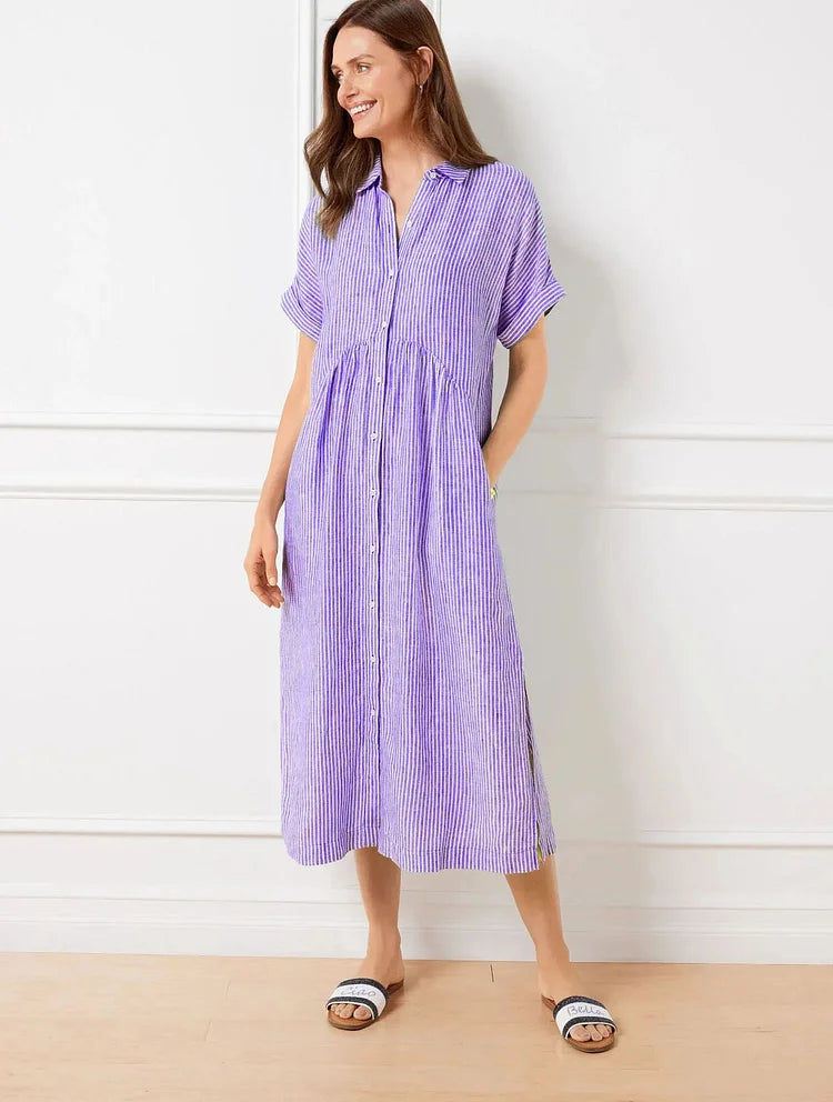 Emma – Women Striped Button-Up Midi Dress - Image 4