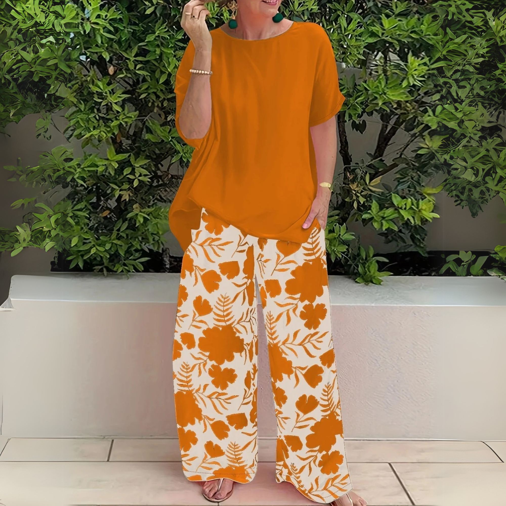 Daniela – Women Floral Print Wide Leg Outfit - Image 3