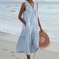 Sarah – Women Sleeveless Buttoned Dress - Image 2