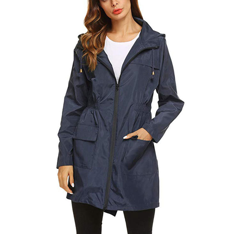 Women's Rain Jacket with Hood and Side Pockets - J&B; - 1 - Elvaroza.com