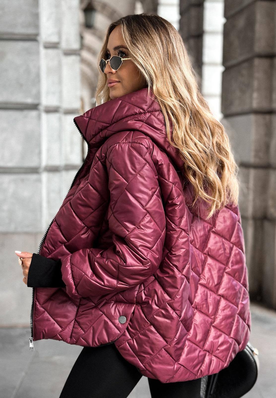 Puffer Jacket Women's Quilted Design with Hood - Image 3