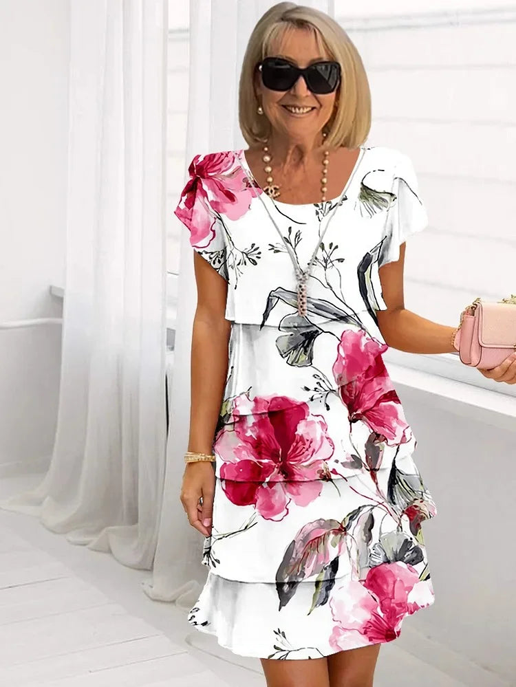 Ilka – Ruffled Floral Pleated Dress - Image 1