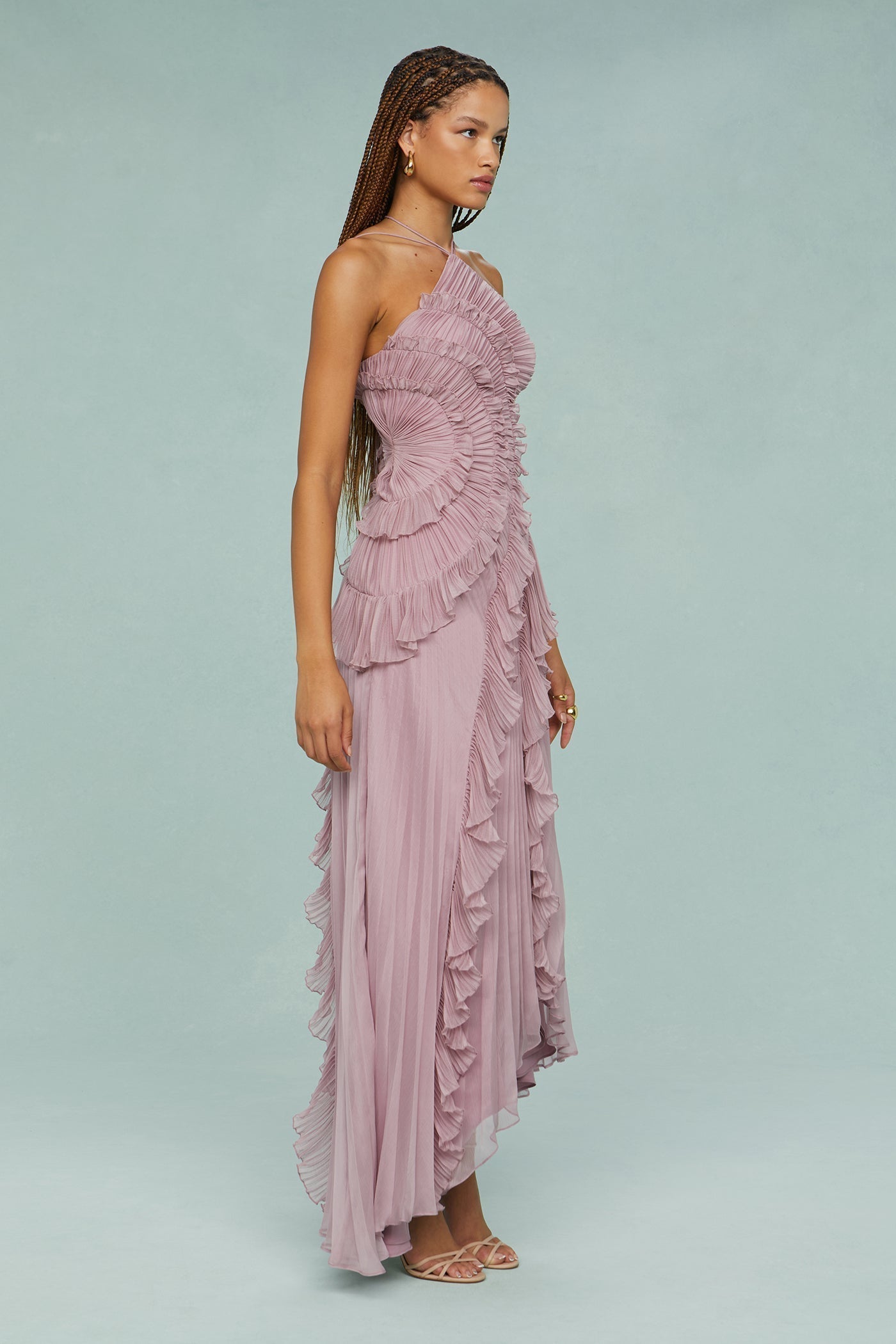 Clara – Women Pleated Ruffle Maxi Dress - Image 5