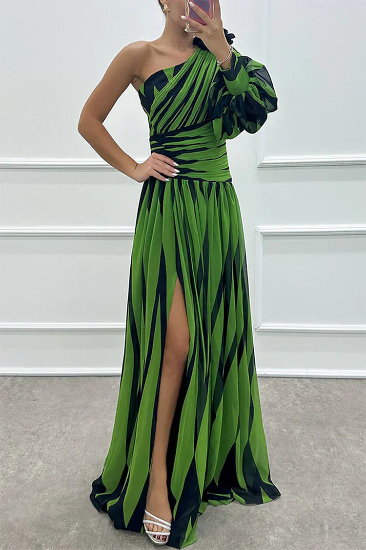 Julia – Women Striped One Shoulder Dress - Image 7