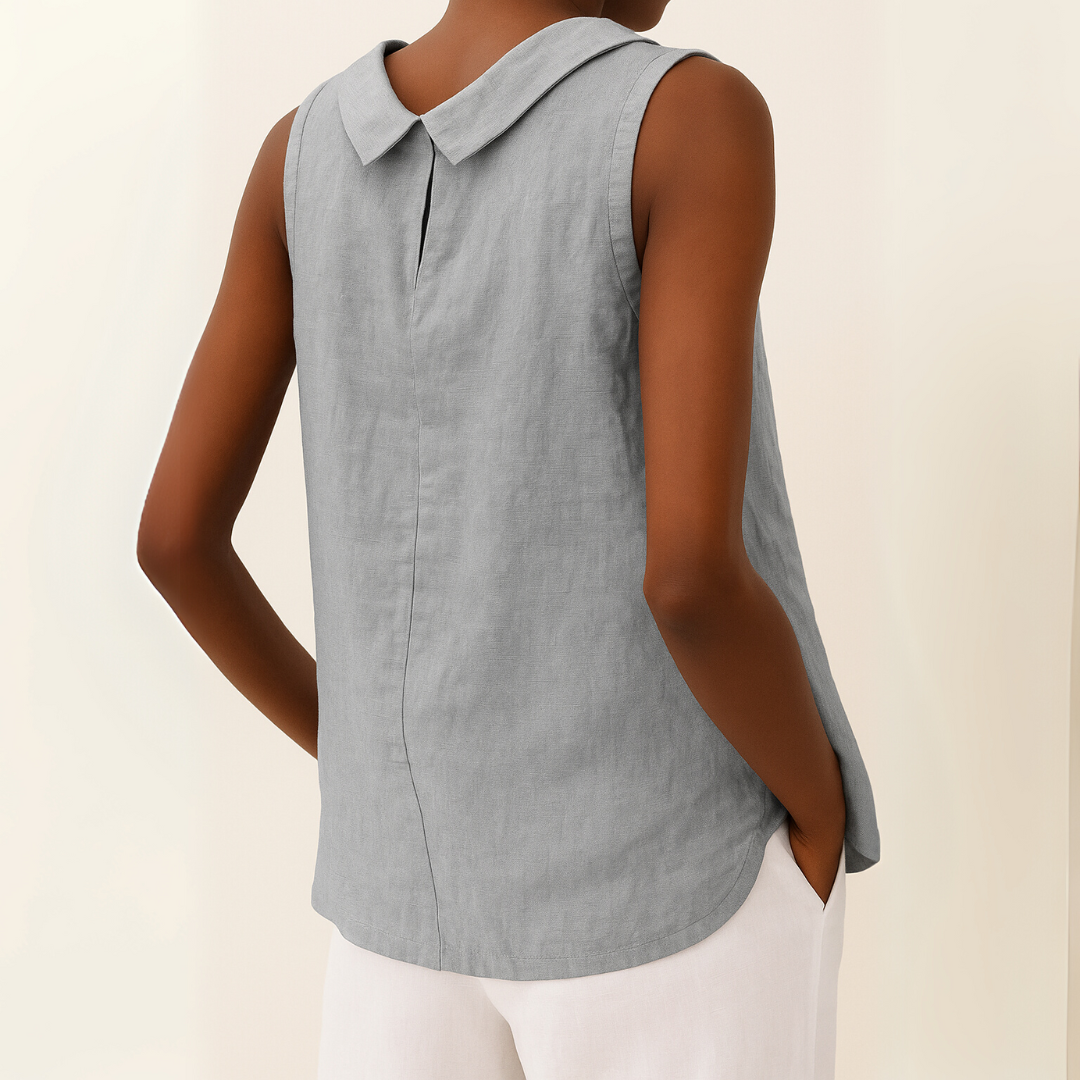Greta – Sleeveless Roll Collar  Blouse - Image 2