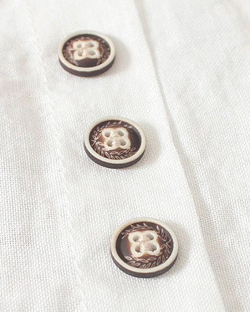 Chic White Blouse Women's Soft Linen Look with Button Detail - Image 2