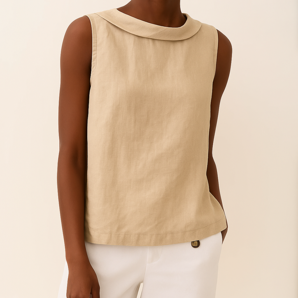 Greta – Sleeveless Roll Collar  Blouse - Image 3