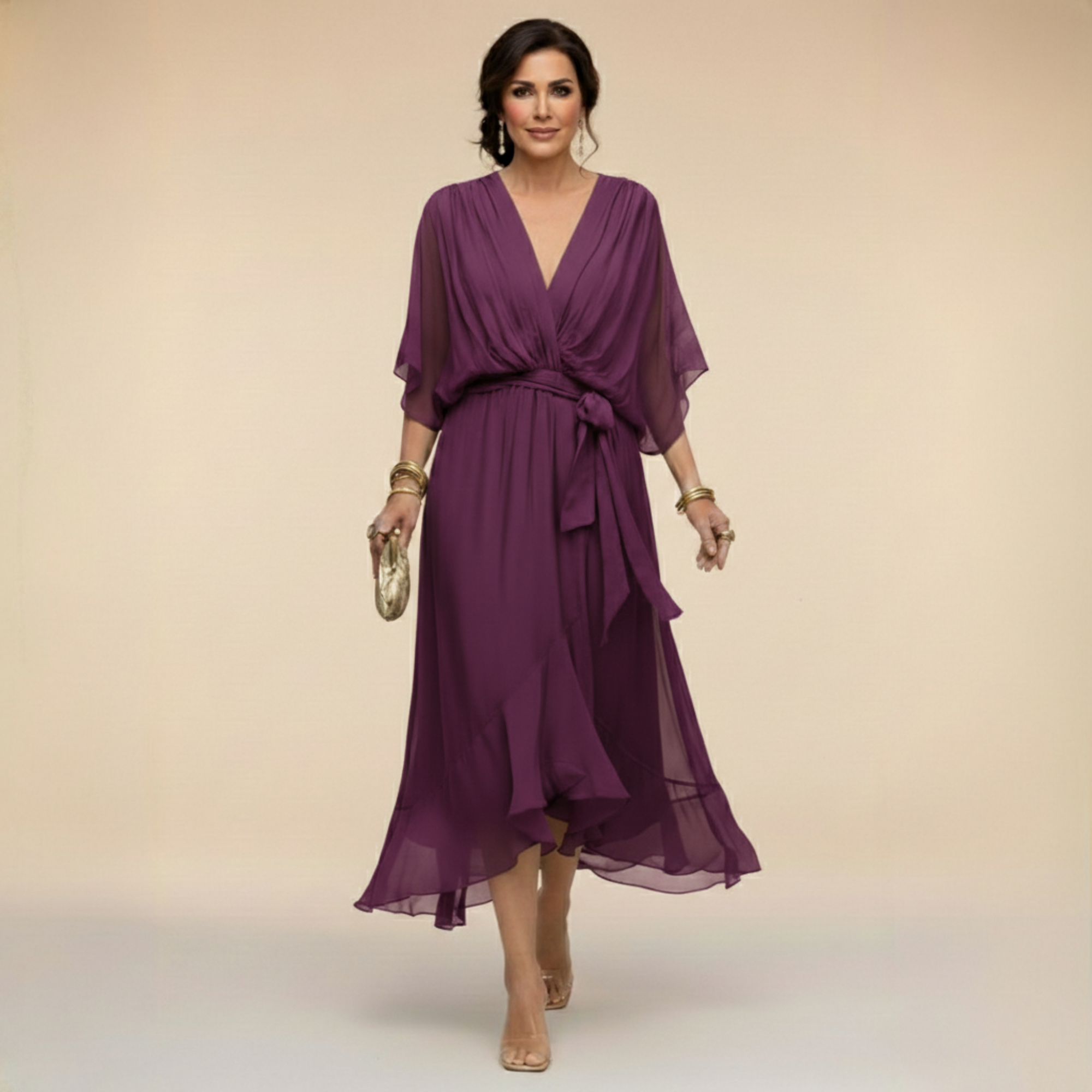 Erika – Elegant Flowing V-Neck Dress - Image 10